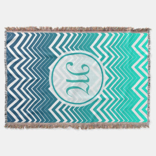 Couverture Zigzag Blanc Chevron Et Arrière - plan Vert Bleu