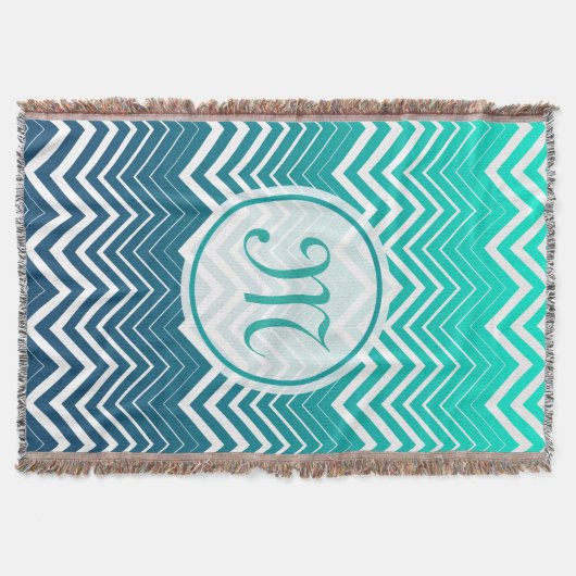 Couverture Zigzag Blanc Chevron Et Arrière - plan Vert Bleu (Devant)