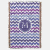 Couverture Zigzag bleu et pourpre de monogramme de Chevron (devant Vertical)