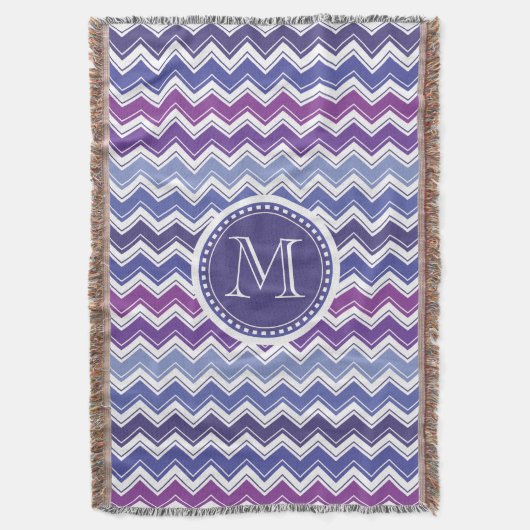 Couverture Zigzag bleu et pourpre de monogramme de Chevron (devant Vertical)