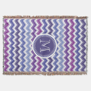 Couverture Zigzag bleu et pourpre de monogramme de Chevron