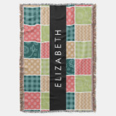 Couverture Zigzag, Chevron, En vichy, Pois, Votre Nom (devant Vertical)