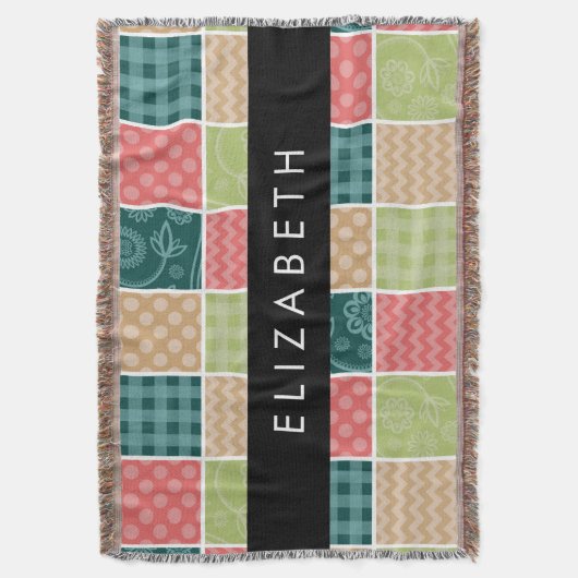 Couverture Zigzag, Chevron, En vichy, Pois, Votre Nom (devant Vertical)