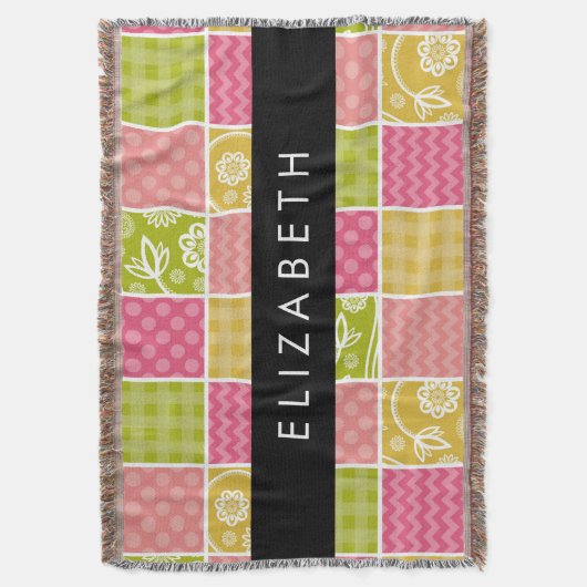 Couverture Zigzag, Chevron, Pois, En vichy, Votre Nom (devant Vertical)