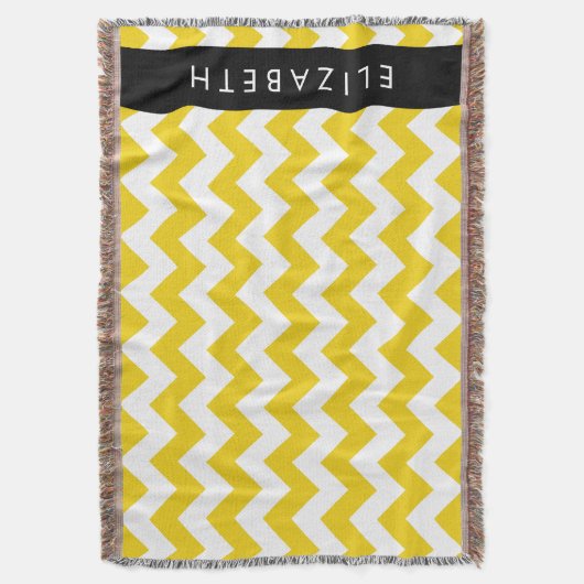 Couverture Zigzag Jaune, Chevron Jaune, Votre Nom (devant Vertical)