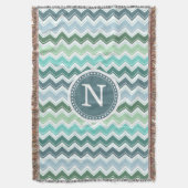 Couverture Zigzag moderne de vert de monogramme de Chevron (devant Vertical)