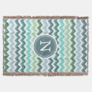 Couverture Zigzag moderne de vert de monogramme de Chevron