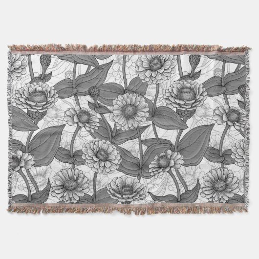 Couverture Zinnias, monochrome sur blanc (Devant)