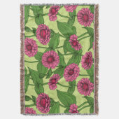 Couverture Zinnias rose sur vert clair (devant Vertical)