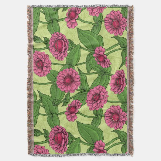 Couverture Zinnias rose sur vert clair (devant Vertical)