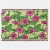 Couverture Zinnias rose sur vert clair (Devant)