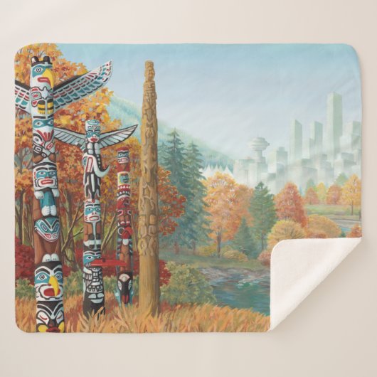 Couvertures de Sherpa de Vancouver Art Totem Throw (Devant (Horizontal))
