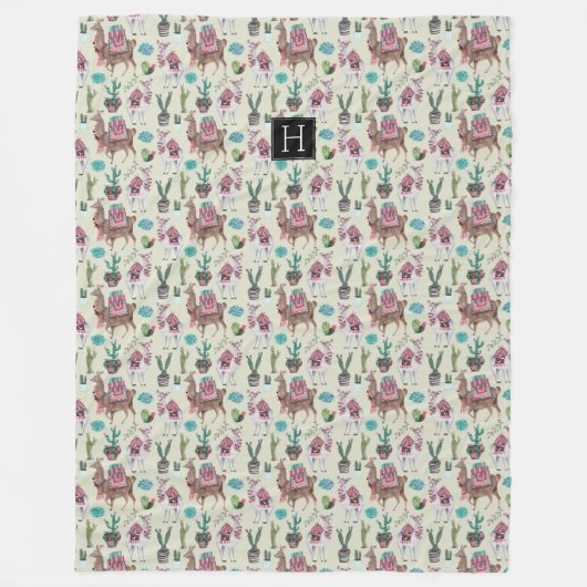 Couvertures en laine épaisse Llamas & Cactus de l' (Devant)