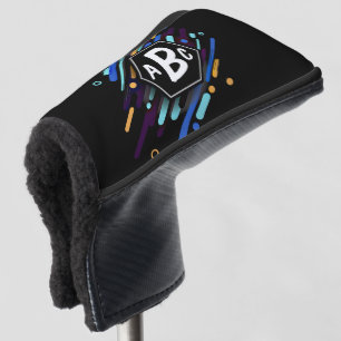 Couvre-club De Golf 3 Lettre initiale Monogramme Cadre noir Peinture b