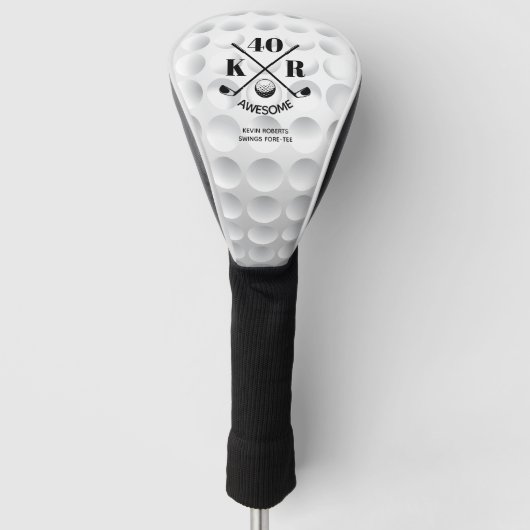 Couvre-club De Golf 40e Anniversaire Golf 50e 60e Monogramme moderne (Devant)