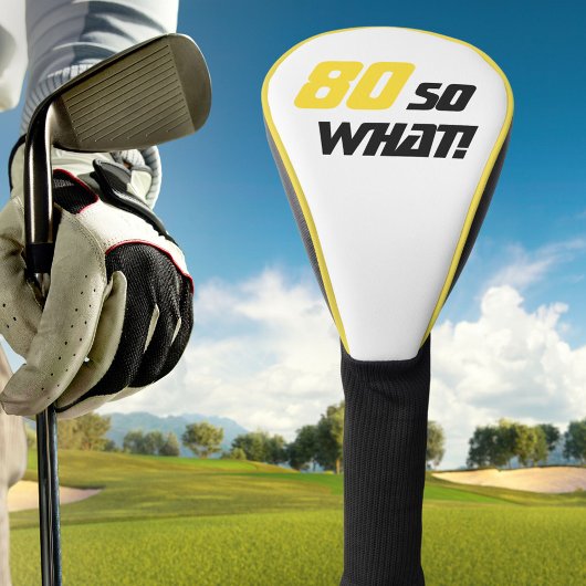 Couvre-club De Golf 80e anniversaire Motivationnel moderne Jaune Noir
