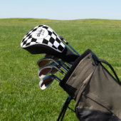 Couvre-club De Golf à damiers carré noir et blanc rétro Monogramme (In Situ)