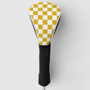 Couvre-club De Golf à damiers moutarde jaune et blanc