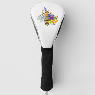 Couvre-club De Golf Abeille à fleurs avec plantes sauvages
