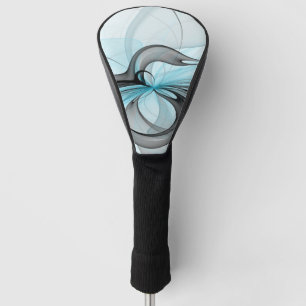 Couvre-club De Golf Abstrait Anthracite Gris Bleu Moderne Fractage Art