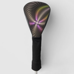 Couvre-club De Golf Abstrait brillant Trippy coloré 3D Fractal Art