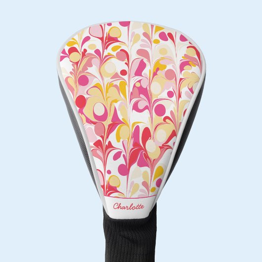 Couvre-club De Golf Abstrait Motif rétro rose personnalisé