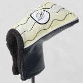 Couvre-club De Golf Abstrait Noir Blanc Initiale Jaune Délavé (Devant 3/4)