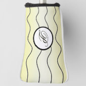 Couvre-club De Golf Abstrait Noir Blanc Initiale Jaune Délavé (Tourné à 90°)