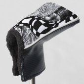 Couvre-club De Golf Abstraite ligne noire et blanche (Devant 3/4)