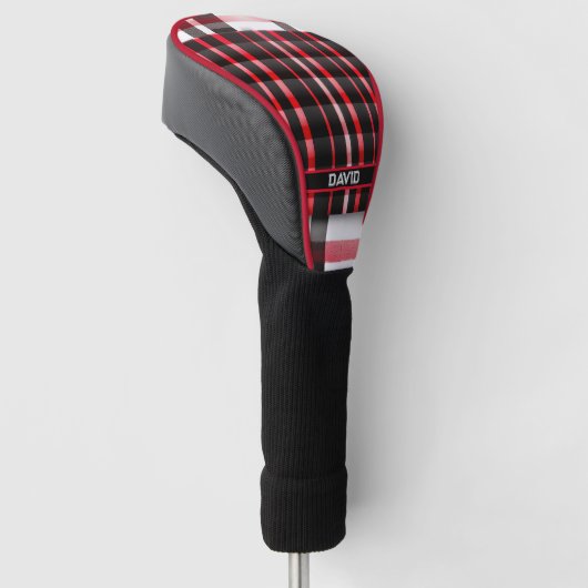 Couvre-club De Golf Abstraite Rouge Noir Plaid Collection moderne (Incliné)