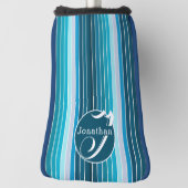 Couvre-club De Golf Accessoires de golf rayés personnalisés bleus (Tourné à 90°)