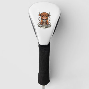 Couvre-club De Golf Accro au café Vache des Highlands Mignonne Gravure