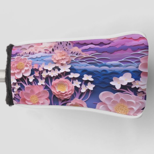 Couvre-club De Golf Adorable Pink Purple Pastel Floral Cutout Motif (Devant)