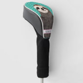 Couvre-club De Golf Adorable Sloth Nom Turquoise Enfants Animal coloré (Incliné)