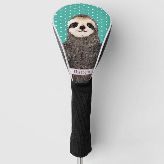 Couvre-club De Golf Adorable Sloth Nom Turquoise Enfants Animal coloré (Devant)