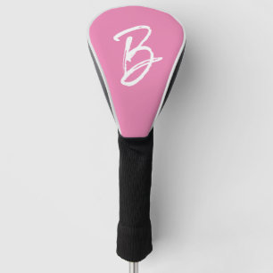 Couvre-club De Golf Ajouter Votre Lettre B Monogramme Rose Blanc