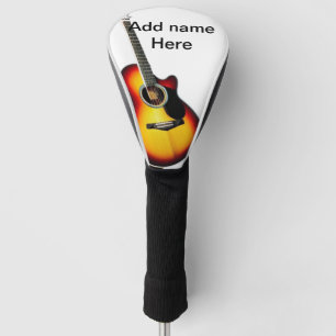 Couvre-club De Golf Ajouter votre nom texte brun acoustique guitare éd
