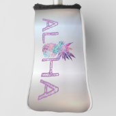 Couvre-club De Golf Aloha Hawaiian Ananas, Argent (Tourné à 90°)