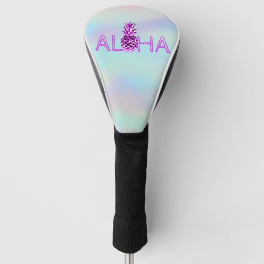 Couvre-club De Golf Aloha Hawaiian Metallic Pineappy Holographic (Devant)