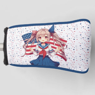 Couvre-club De Golf Américaine patriotique fille d'anime