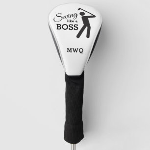 Couvre-club De Golf Amusant CONDUCTEUR MONOGRAMME BLANC À LA MODE