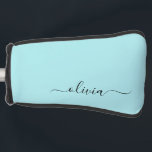 Couvre-club De Golf Aqua Blue Turquoise Moderne Script Girl Monogramme<br><div class="desc">Aqua Blue Turquoise Simple Script Monogramme Nom Golf Putter Cover. Cela rend le cadeau parfait pour 16 ans,  mariage,  douche nuptiale,  anniversaire,  baby shower ou bachelorette pour quelqu'un qui aime le luxe glam et les styles chic.</div>
