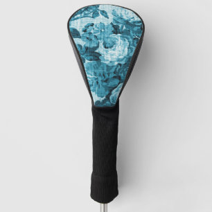 Couvre-club De Golf Aqua Toile floral bleu No.4 de turquoise