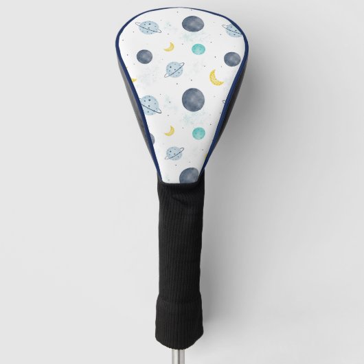 Couvre-club De Golf Aquarelle Blue Space Planet Motif (Devant)