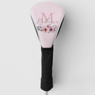 Couvre-club De Golf Aquarelle botanique chic rose pâle