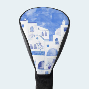 Couvre-club De Golf Aquarelle de Santorin