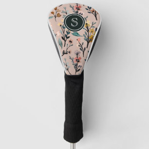 Couvre-club De Golf Aquarelle florale Boho Rose Dusty personnalisée