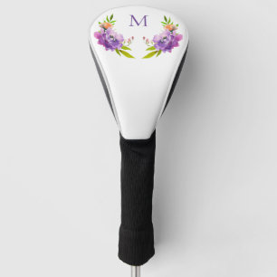 Couvre-club De Golf Aquarelle Lavande Florale Monogramme