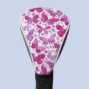 Couvre-club De Golf Aquarelle rose Motif papillon