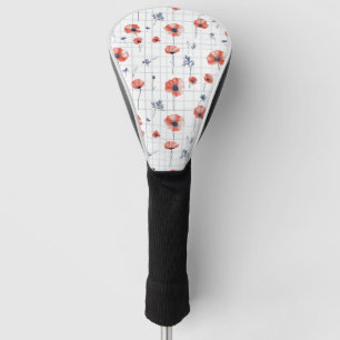 Couvre-club De Golf Aquarelle rouge Motif sur blanc